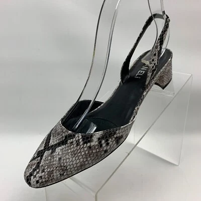 Zapatos de salón Van Eli estampado de serpiente gris correa elástica múltiple tacón bloque talla 8,5 Foto 1 de 4