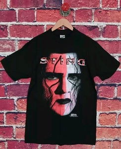 Vintage WCW NWO Sting MENS large Rare Neck Tag T-shirt WWE WWF A11 - Picture 1 of 8