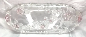 Bandeja para servir vintage de vidrio prensado rosa rosa Mikasa Rosella 15,5 x 6,5 pulgadas - Imagen 1 de 7