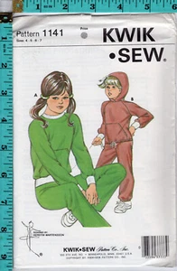 "Girls' Jogging Suit" Vintage Kwik•Sew Master Sewing Pattern 1141 4-7 SEALED ENV - Picture 1 of 2