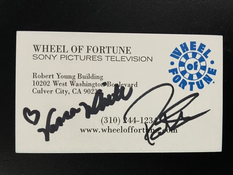 VANNA WHITE & PAT SAJAK autograph Business Card - WHEEL OF FORTUNE hand signed Cover