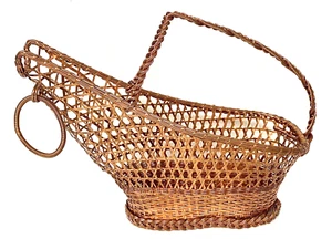 VINTAGE WOVEN COPPER WINE BOTTLE SERVER,WIRE,TAPE,CADDY,POUR BASKET,GIFT,REAL:) - Picture 1 of 4