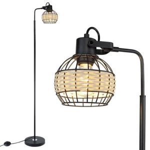 Rattan Floor Lamp Boho Farmhouse Floor Lamps for Living Room Corner 1/3 Light - Picture 1 of 17