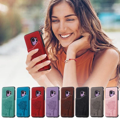 For Samsung S20 S21 Plus Note10 Luxury Pattern PU Leather Black Case Phone Cover - Image 1 of 4