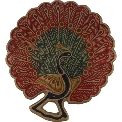 Brass Peacock Handmade Peafowl Bird Hippie India Feather Nos Vintage Belt Buckle - Image 1 of 4