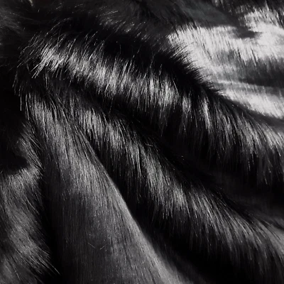 Webpelz Langhaar kuscheliges Kunstfell Stoff fell Schwarz Deko Bekleidung - Bild 1 von 4