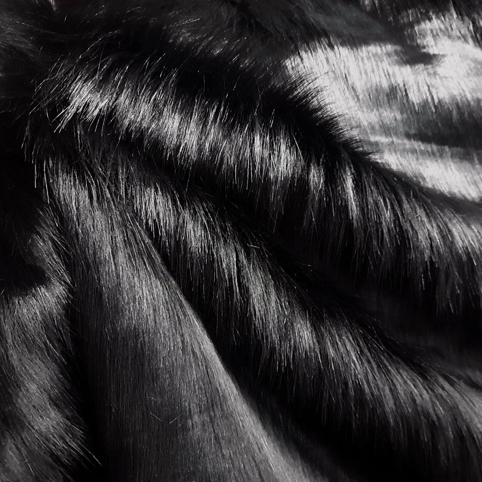 Webpelz Langhaar kuscheliges Kunstfell Stoff Fell Schwarz Deko Bekleidung - Bild 1 von 4