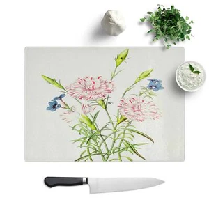 Rosa Blume Illustration Schneidebrett Glas Struktur Schneiden Arbeitsplatte Küche - Bild 1 von 6