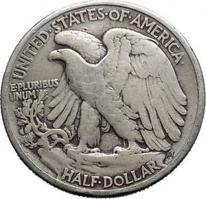 1937 WALKING LIBERTY Half Dollar Bald Eagle United States Silver Coin i44685 - Picture 1 of 2