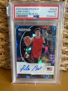 2020 Panini Prizm DP PALB Lamelo Ball Auto Blue Ice /75 PSA 10