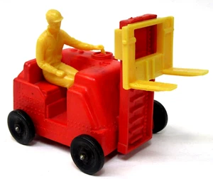 1950's Auburn Vinyl rubber FORK LIFT FORKLIFT  red & yellow with black wheels - Picture 1 of 7