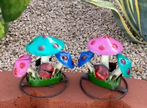 Metal Multicolor Mushroom Yard Art Garden Decor - Picture 1 of 4