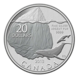 2013 CANADA Iceberg coin $20 for $20 -  1/4 oz silver in series: w info folder - Picture 1 of 3