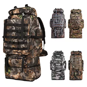 100L Large Camping Backpack Waterproof Hiking Military Camo Travel Tactical Bag - Picture 1 of 39