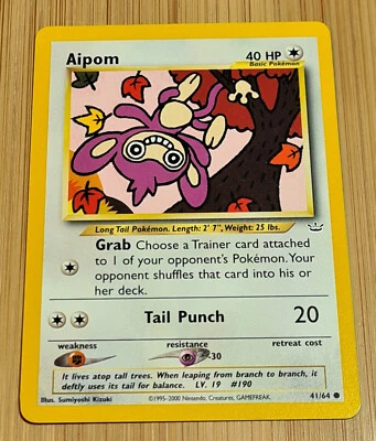Aipom # 41/64 Common Neo Revelation 2001 Pokemon EN Near Mint to Mint Vintage - Bild 1 von 3