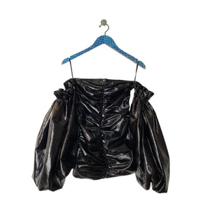 ROTATE BIRGER CHRISTENSEN schwarzes Phoebe Vinyl schulterfreies Minikleid - Bild 1 von 9