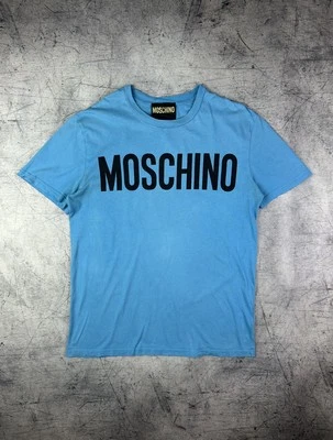 Vintage Moschino Couture T-Shirt Men's Luxury Y2K Big Logo Blue Size L - Image 1 of 4