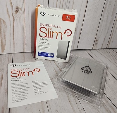 Seagate Backup Plus Slim 1TB External Hard Drive USB 3.0 Mac Formatted - Image 1 of 4