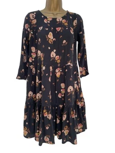 Fat Face Tiered Dress Size 10 Grey Mix 3/4 Sleeves Boho Festival - Picture 1 of 12