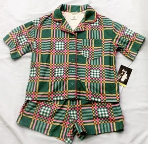 Art Class Girls Allover Printed Cozy Plaid Pajama Set Top With Shorts M-L-XL-XXL - Picture 1 of 6