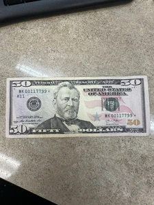 US $50  2013 STAR NOTE FANCY BINARY SERIAL NUMBER - Picture 1 of 2