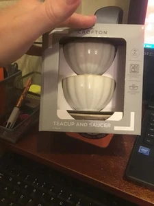 CROFTON WHITE TEA  CUP & SAUCER SET 2 PACK  216ML BIRTHDAY CHRISTMAS - Picture 1 of 2