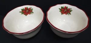 2er Set Weihnachtsstern Dessert/Gewürzschalen Elfenbein & Rot 6 Unzen 2,5" Hoch - Bild 1 von 5
