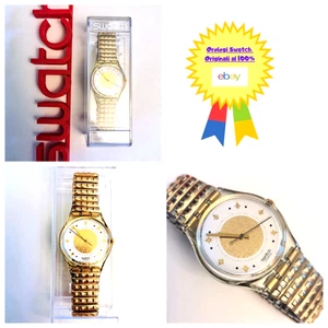 Swatch Nuevo NOS Gent Golden Waltz GK142 GK143 Reloj De Pulsera 1992 - Imagen 1 de 6