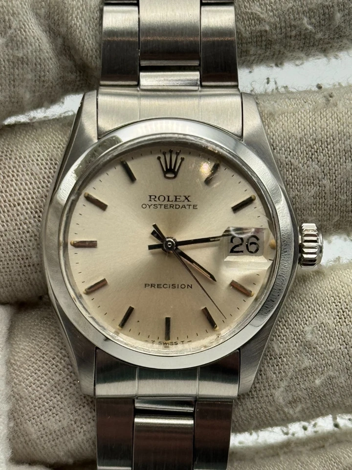 eBay Live - Rolex Oysterdate Precision 34 mm esfera plateada Oyster 6466 - año 1974 Foto 1 de 1