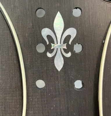 Fleur-De-Lis Mother of Pearl mandolin banjo and guitar inlay set 7 piece SOLID - Image 1 of 4