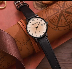 Couples Mens Women Simple Leather Strap Quartz Dress Wrist Watch - Picture 1 of 25