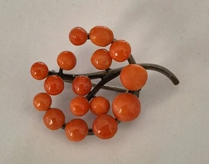 Jugendstil Korallenbrosche Brooch Brosche Floral Koralle - Bild 1 von 3