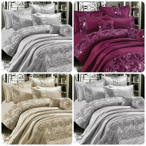 Luxury Embroidery Gigi Design Duvet Cover Set Bed Spread + Shams Round Cushion - Picture 1 of 8