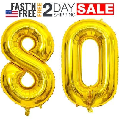 40英寸金色80号箔气球80岁生日装饰女士派对 — 第 1/4 张图片