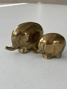 Vintage massive Messing Elefant Figuren 2er Set Midcentury Modern Stil X2 - Bild 1 von 12