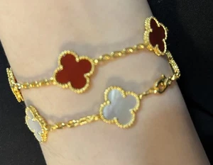 Red And White Clover Bracelet Waterproof - Picture 1 of 4