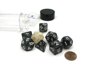 Tubo de 7 dados poliédricos RPG Sirius con bonificación D20- acrílico gris carbón perla - Imagen 1 de 3