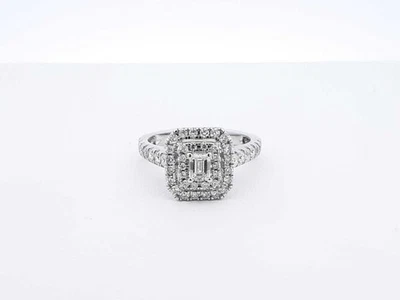 1.32 Cttw Diamond & 14k White Gold Double Halo Ring 4.1 Gram Sz 6.75 Fw0725pzxdu - Image 1 of 4