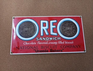 Vintage Ande Rooney Porcelain Enamel Sign 1990 Oreo Sandwich - Picture 1 of 6