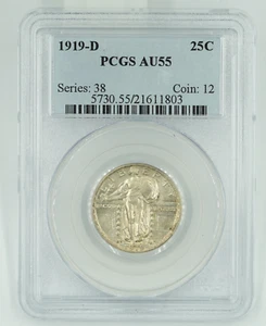 1919-D PCGS AU55 Standing Liberty Quarter - Picture 1 of 3