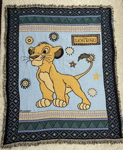 Vintage Disney The Lion King Simba Tapestry Throw Blanket 56x45” Beacon Afghan - Picture 1 of 7