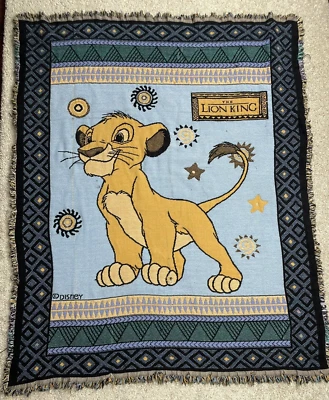 Vintage Disney The Lion King Simba Tapestry Throw Blanket 56x45” Beacon Afghan - Image 1 of 4