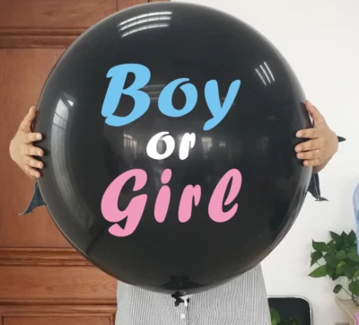 Globo XL Género Revelación Negro 36" Bebé Niña Rosa y Bebé Niño Azul Confeti Inc  Foto 1 de 4