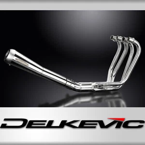 Honda CB550F 1975-1977 Polished Stainless Full Exhaust 4-1 Reverse Cone Silencer - Picture 1 of 5