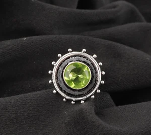 Excellent Peridot Gemstone 925 Sterling Silver Handmade Jewelry Engagement Ring - Picture 1 of 5