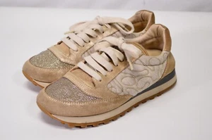 Brunello Cucinelli Beige Gold Suede Metallic Sneakers 36.5EU US 6.5 - Picture 1 of 9