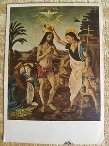THE BAPTISM OF CHRIST BY VERROCCHIO.VTG USED POSTCARD*P11 - Picture 1 of 4