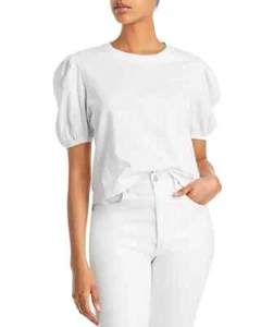 FRENCH CONNECTION Short Puff Sleeve Tee Women's S White Round Neck Pullover - Picture 1 of 14