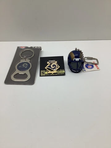 St. Louis Rams lot of 3 bottle opener keychain, lapel pin, helmet keychain Cover