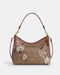Neu mit Etikett Coach Laurel Schultertasche aus charakteristischem Canvas mit Rosenmuster CY729 - Bild 1 von 7